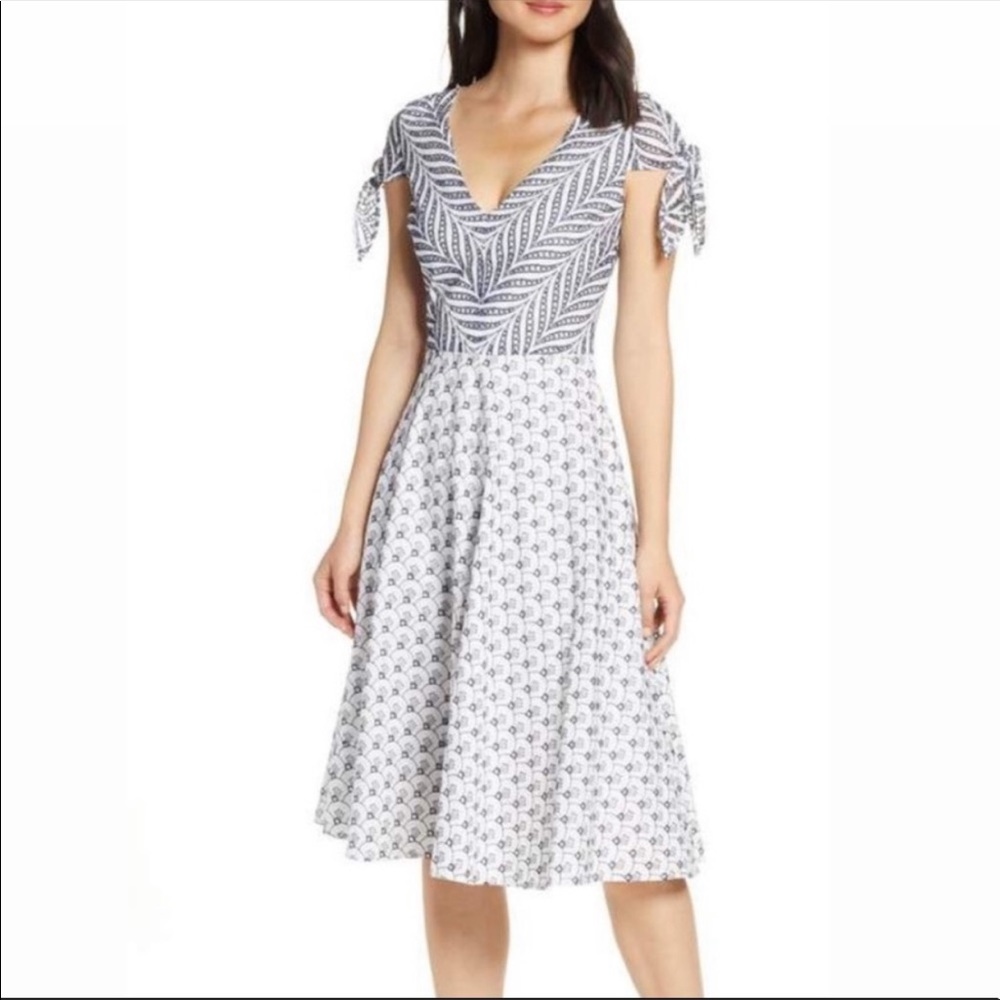 Badgley Mischka Mark & James Eyelet Midi Dress NWOT